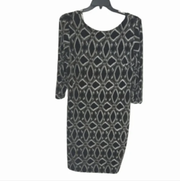 Ignite Evening Dress Size 20W Gray and Black Sparkly Geometric Pattern - Picture 1 of 7